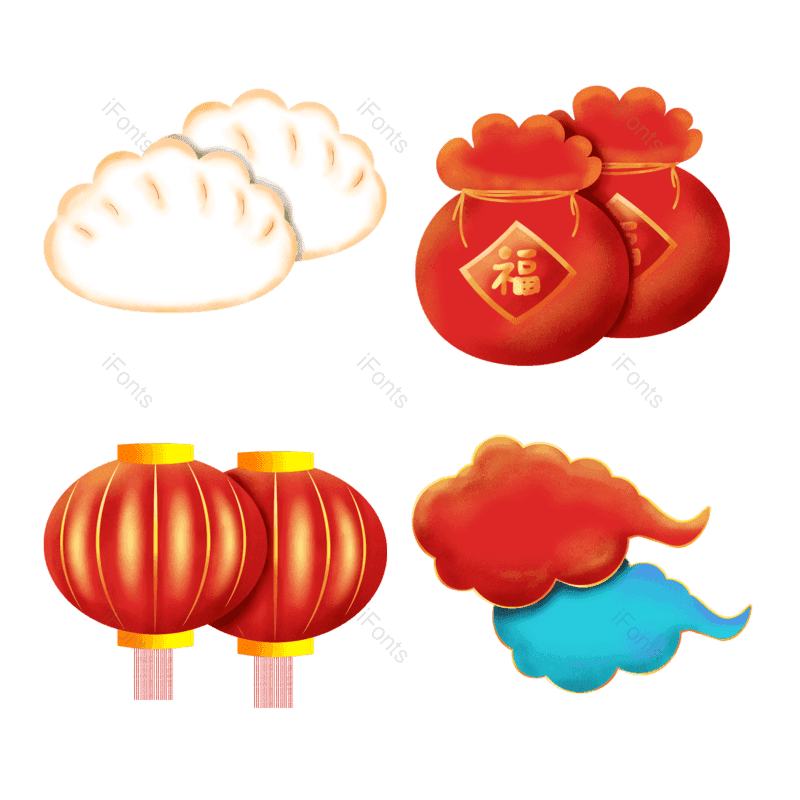 祥云图片,元素元素,钱袋PNG,元宝免抠素材